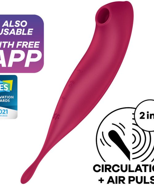 SATISFYER - TWIRLING PRO+ AIR PULSE STIMULATOR & VIBRATOR APP RED