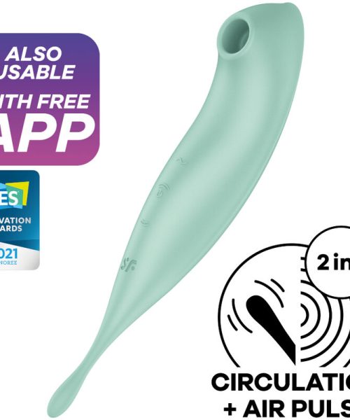 SATISFYER - TWIRLING PRO+ AIR PULSE STIMULATOR & VIBRATOR APP GREEN