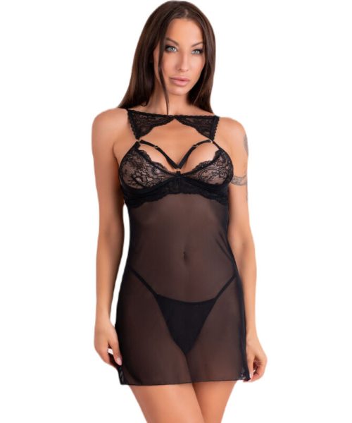 LIVCO CORSETTI FASHION - KROLINA LC 90734 CHEMISE + THONG BLACK L/XL