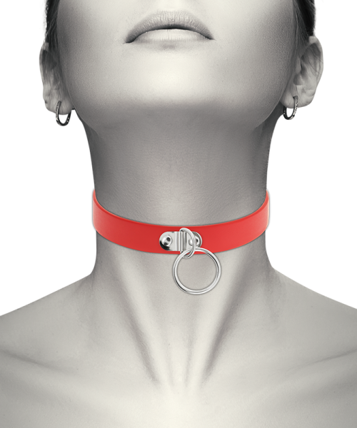 COQUETTE CHIC DESIRE - RED VEGAN LEATHER NECKLACE WOMAN FETISH ACCESSORY