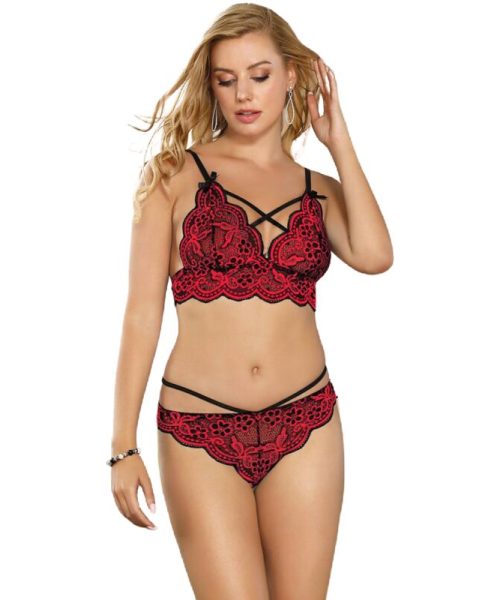 SUBBLIME - SET TWO PIECES SET LACE TOP AND PANTIES S/M